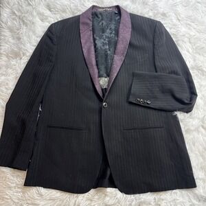 ROBERT GRAHAM Blazer 46 Men Sport Coat Black Paisley Lapel Regular Unconstructed
